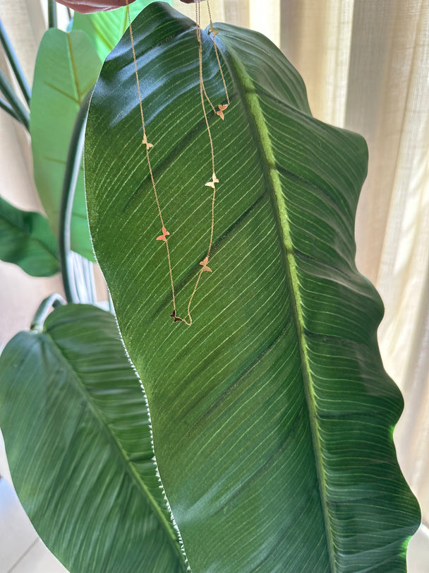 14K Gold Butterfly Station Necklace