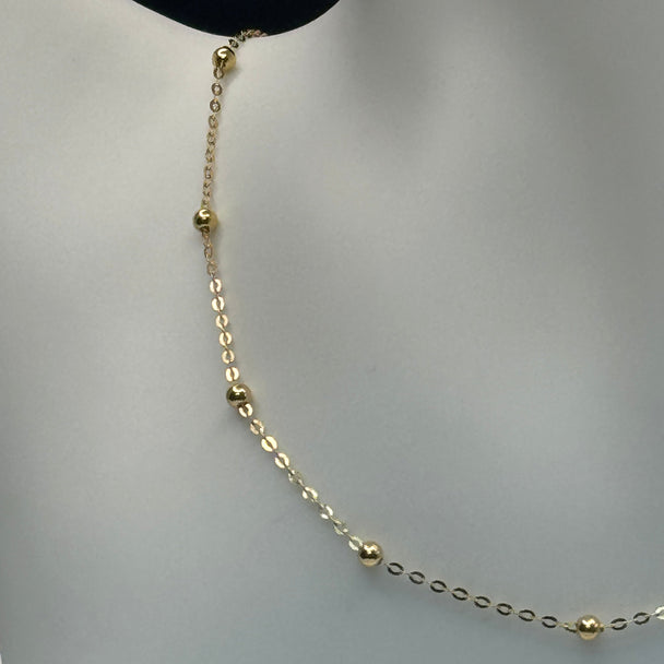 18K Gold Beaded Station Necklace