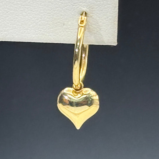 Heart Drop Hoop Earrings in 18K Gold