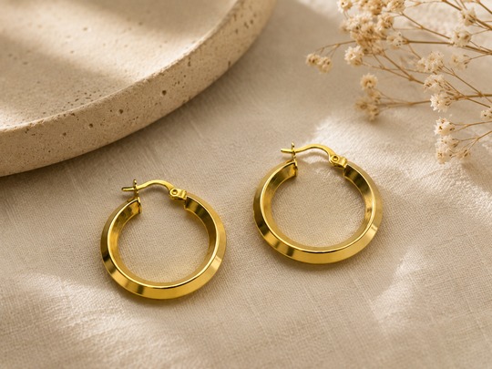18K Gold Classic Hoop Earrings