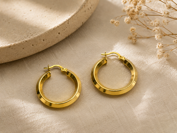 18K Gold Classic Hoop Earrings