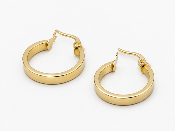 18K Gold Hoop Plain Earrings