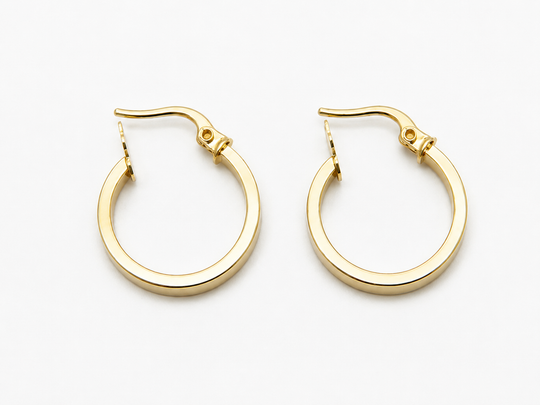 18K Gold Hoop Plain Earrings