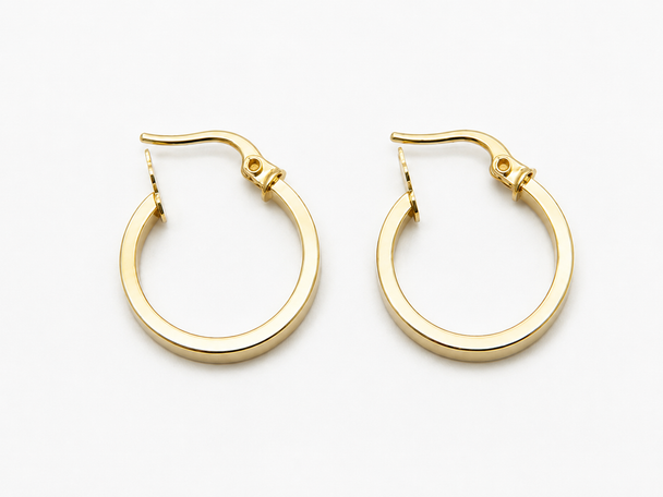 18K Gold Hoop Plain Earrings