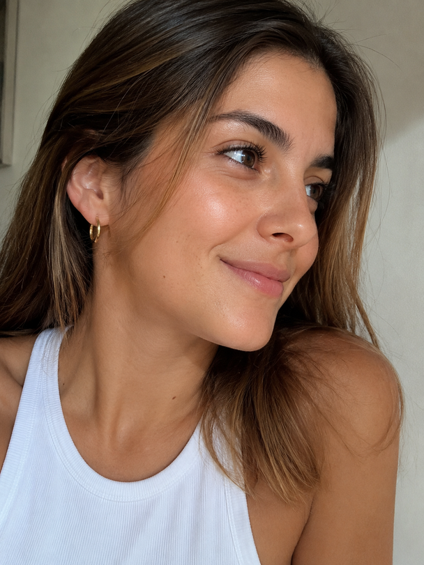 18K Gold Hoop Plain Earrings