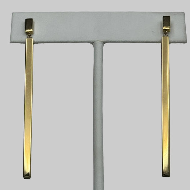 18K Gold Bar Drop Earrings