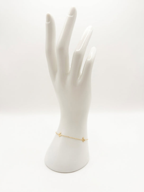 14K Gold Butterfly Station Bracelet