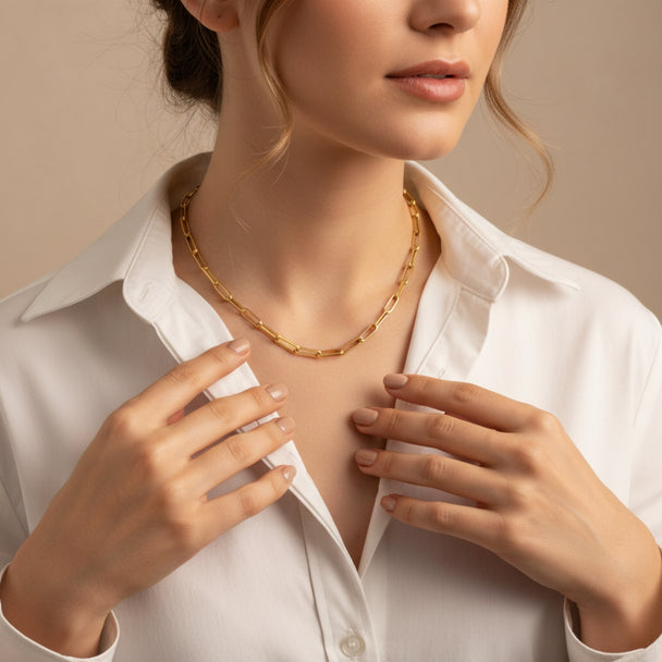 18K Gold Paper Clip Chain