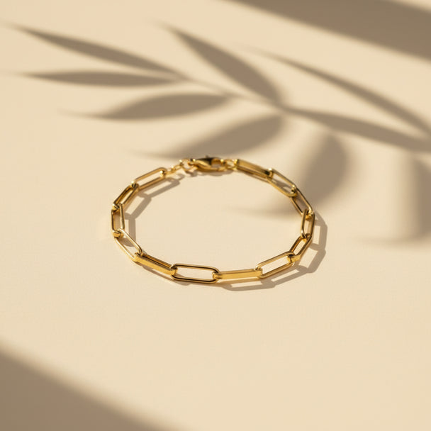 18K Gold Paper Clip Bracelet