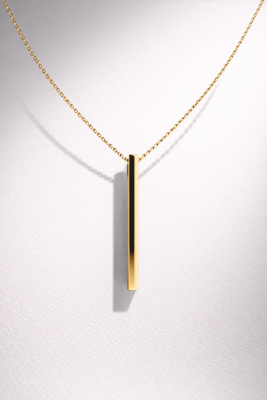 18K Gold Bar Drop Necklace