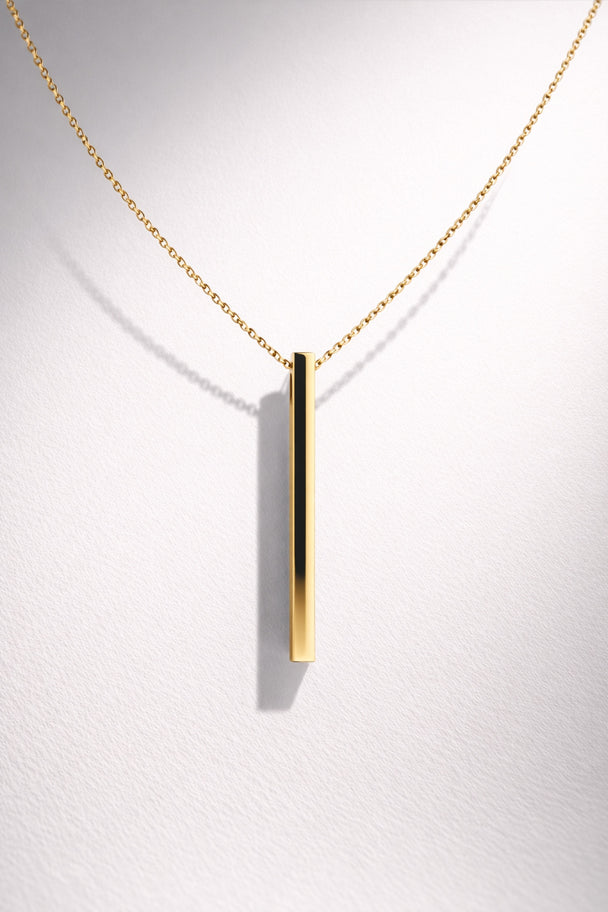18K Gold Bar Drop Necklace – 16 in