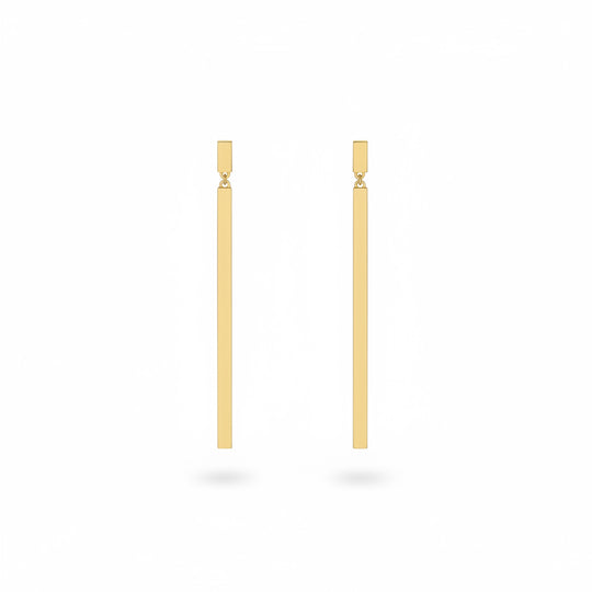 18K Gold Bar Drop Earrings