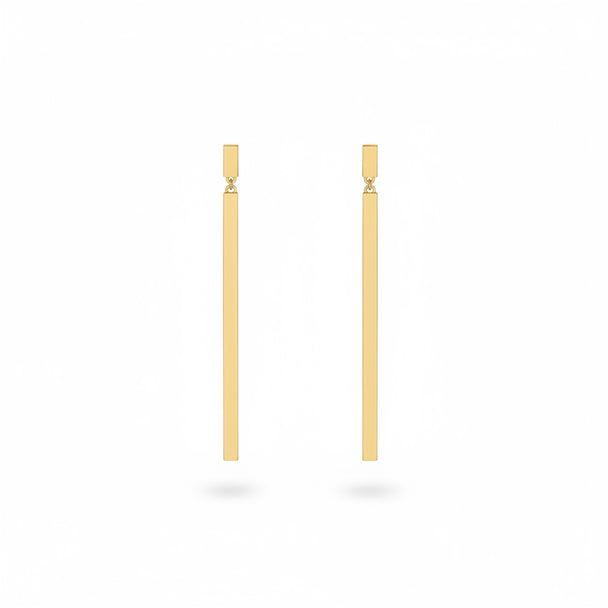 18K Gold Bar Drop Earrings
