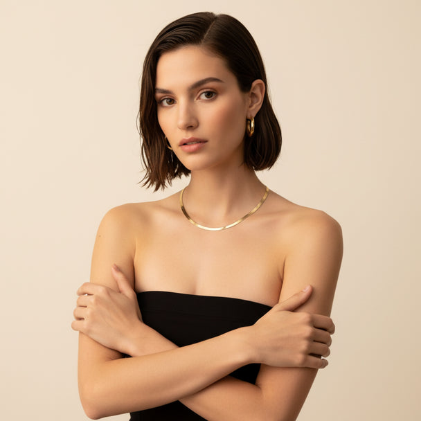 18K Gold Flex Herringbone Chain