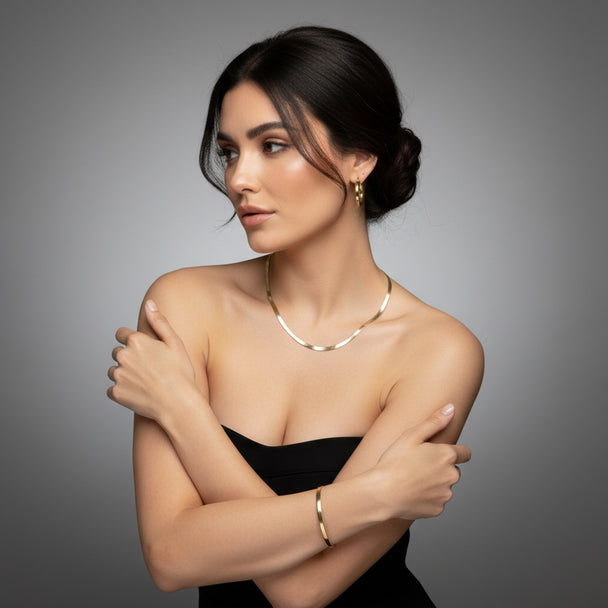 18K Gold Flex Herringbone Chain