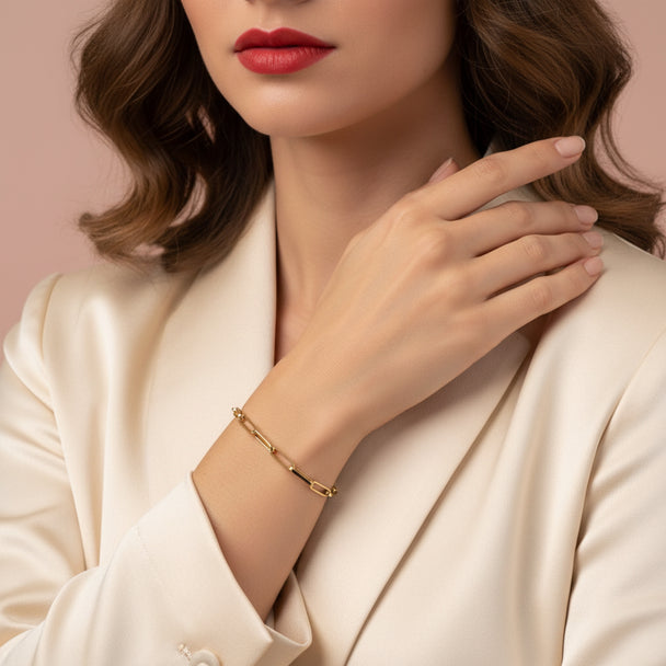 18K Gold Paper Clip Bracelet