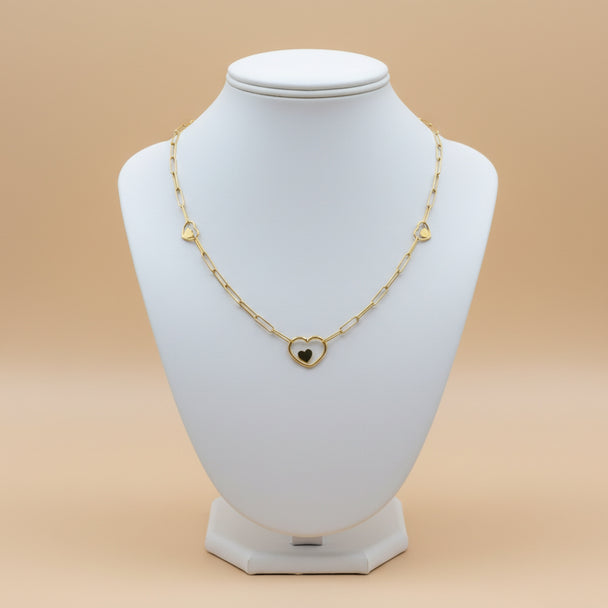 18K Gold Heart paper clip Necklace