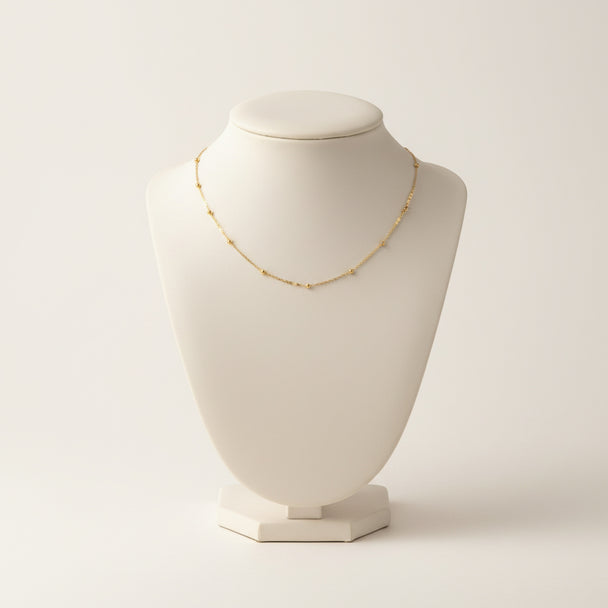 18K Gold Beaded Station Necklace