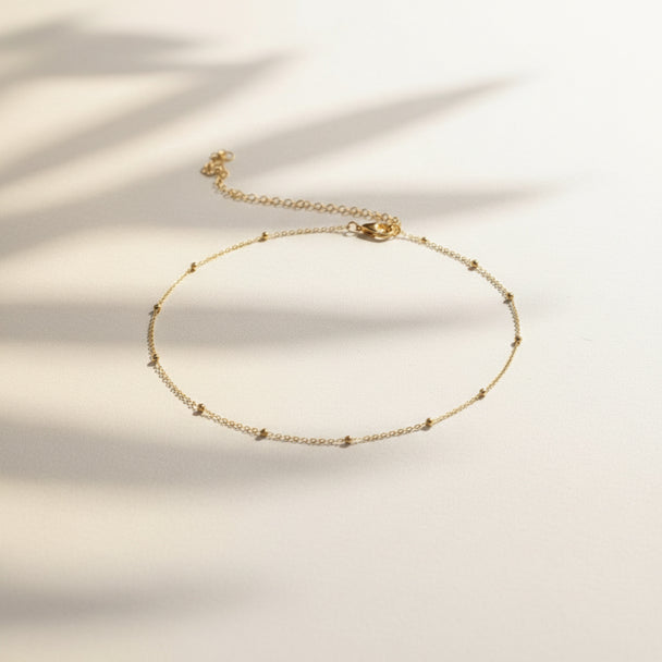 18K Gold Beaded Station Necklace