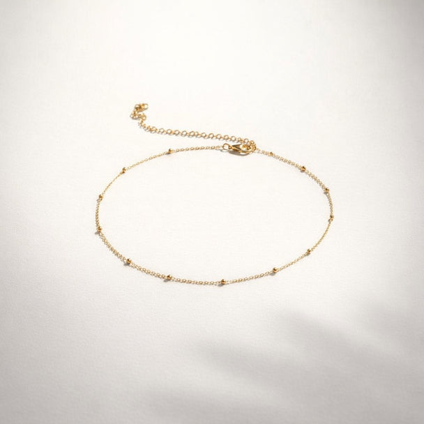 18K Gold Beaded Station Necklace