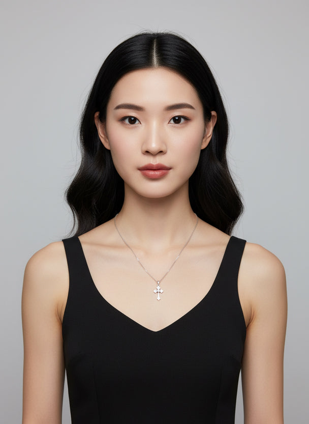 18K White Gold Crucifix Pendant