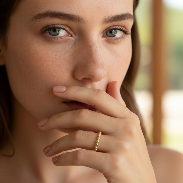 14K Beaded Dot Ring