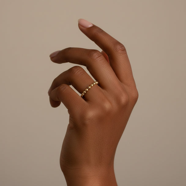 14K Beaded Dot Ring