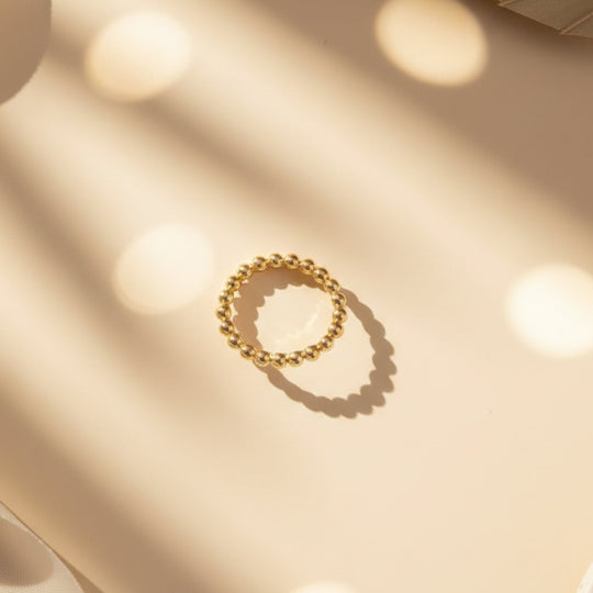 14K Beaded Dot Ring