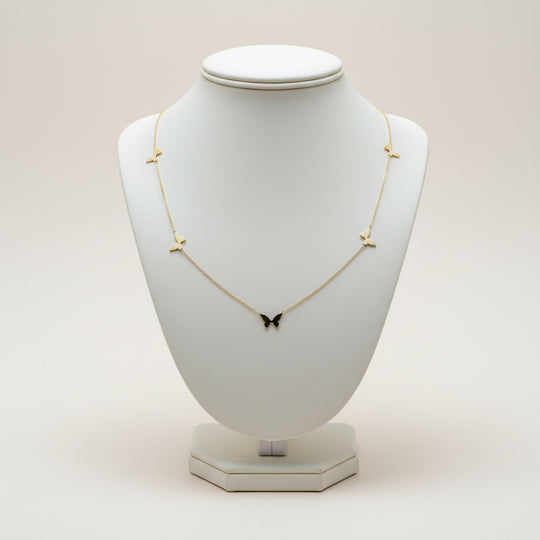 14K Gold Butterfly Station Necklace