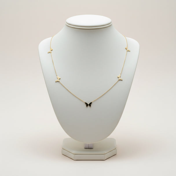 14K Gold Butterfly Station Necklace