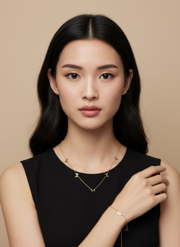 14K Gold Butterfly Signature Set – Necklace & Bracelet