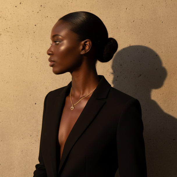 Zirconia Heart light & 18" Rope Chain Necklace Set in 18K Gold