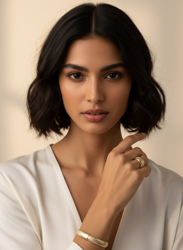 The Flexible Signature Duo — 14K Solid Italian Gold (Ring + Bracelet)