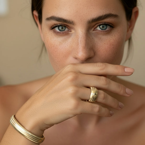 The Flexible Signature Duo — 14K Solid Italian Gold (Ring + Bracelet)