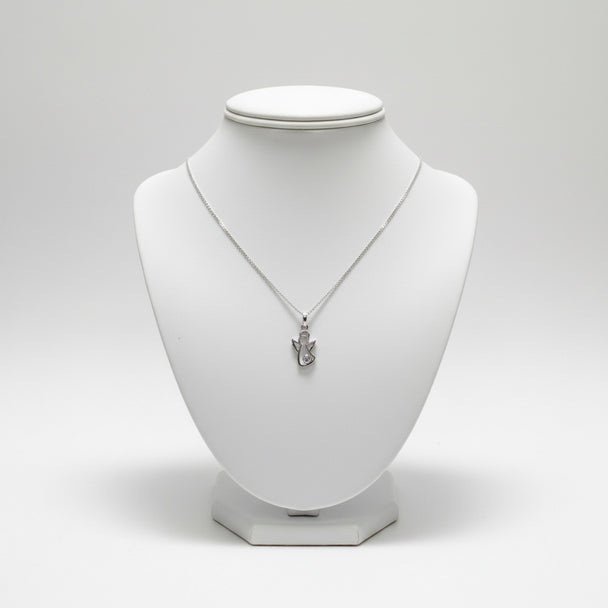 18K White Gold Angel Necklace with Diamond