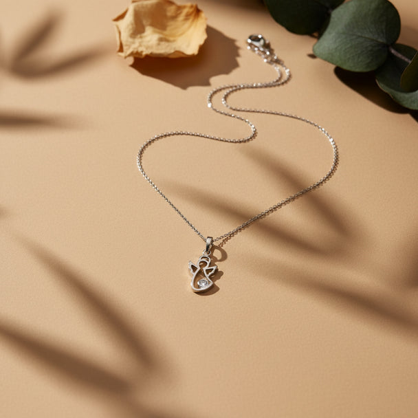 18K White Gold Angel Necklace with Diamond