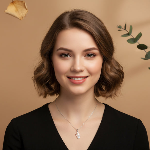 18K White Gold Angel Necklace with Diamond