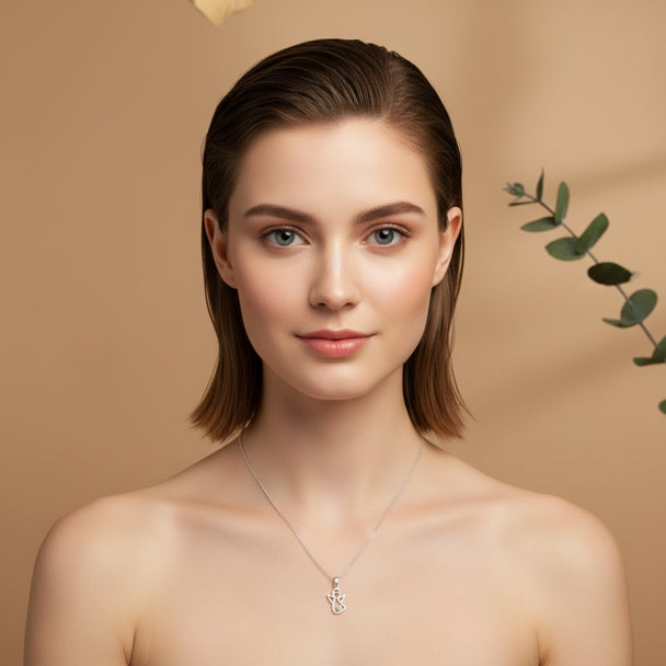 18K White Gold Angel Necklace with Diamond