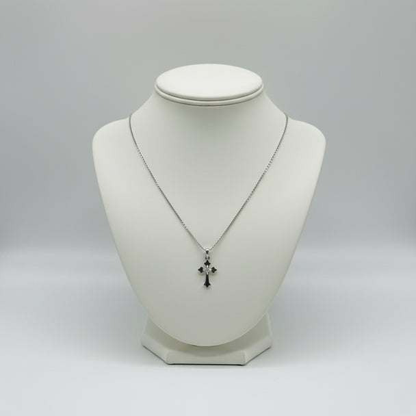 18K White Gold Diamond Cross Pendant