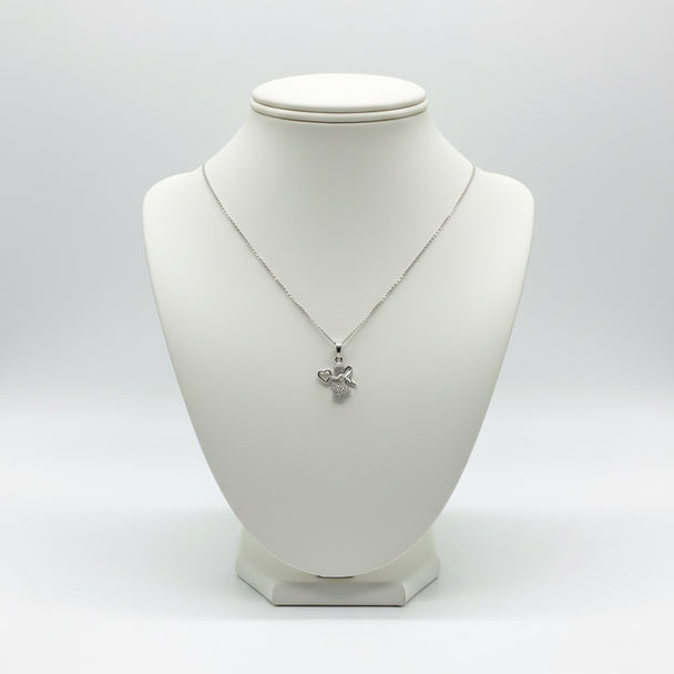 18K White Gold Angel Necklace with 26 Diamonds