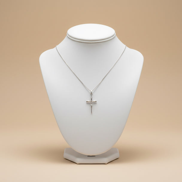 18K White Gold Crucifix Pendant