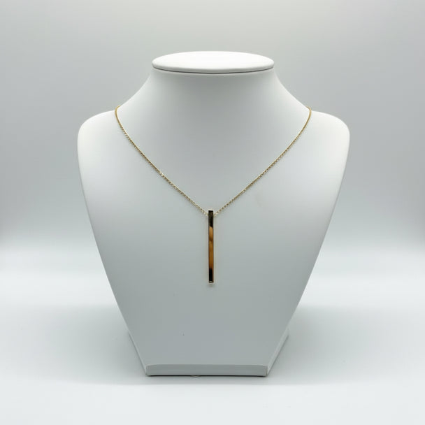 18K Gold Bar Drop Necklace – 16 in