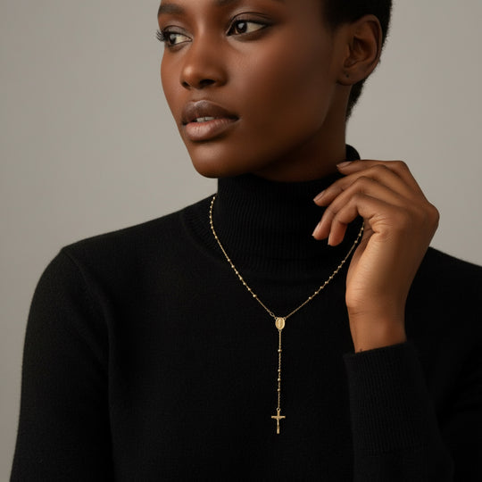 18K Gold Rosary Rosary Necklace