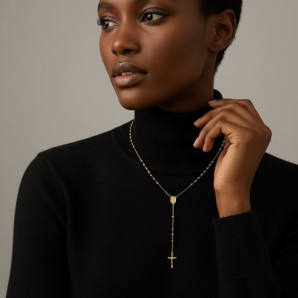 18K Gold Rosary Rosary Necklace
