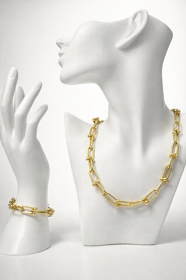 Essentia Signature Link Set in 18K Gold – Necklace & Bracelet