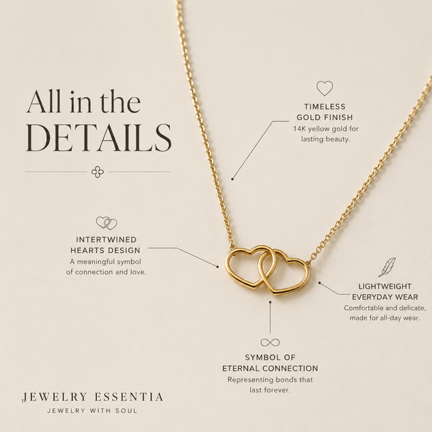 14K Gold Double Heart Necklace